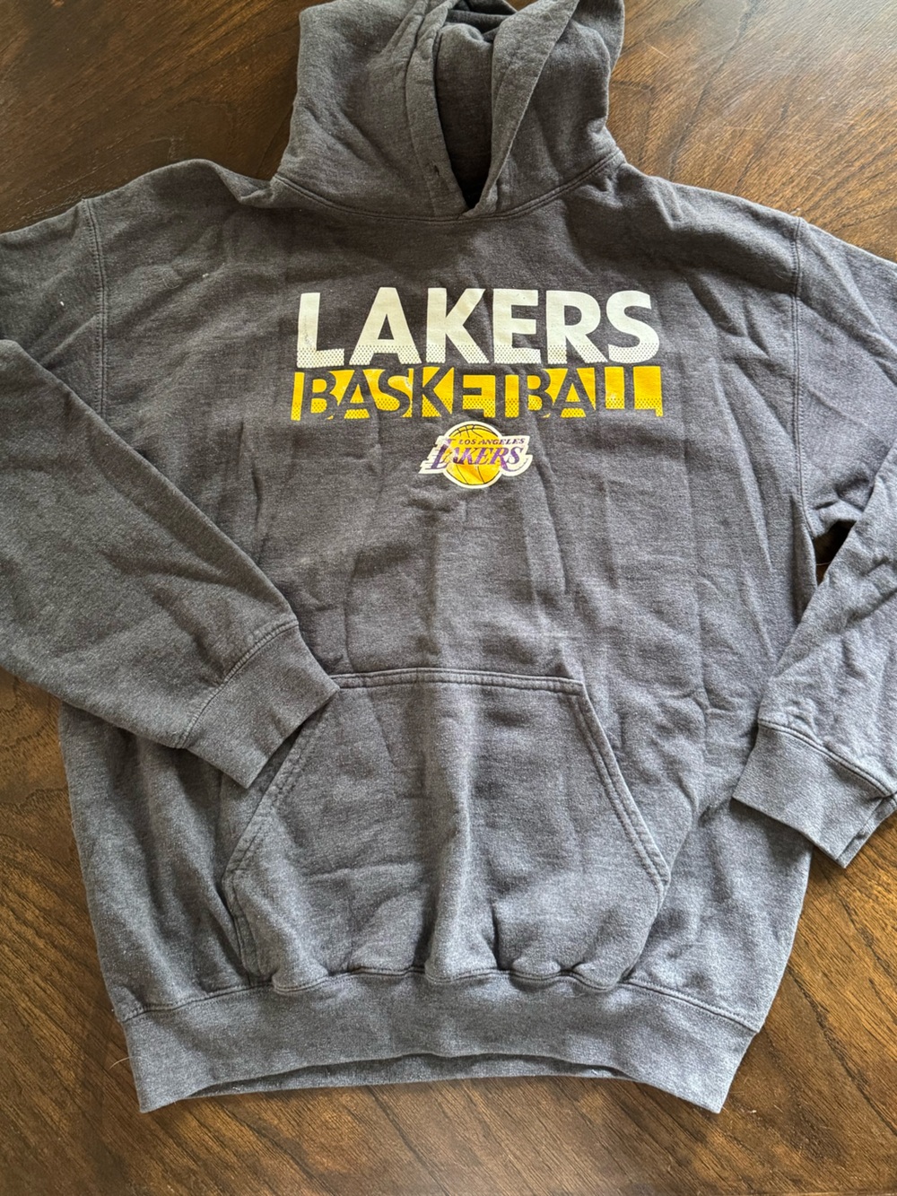 NBA Pullover Hoodie in Dark Gray with Blue and Red Logo